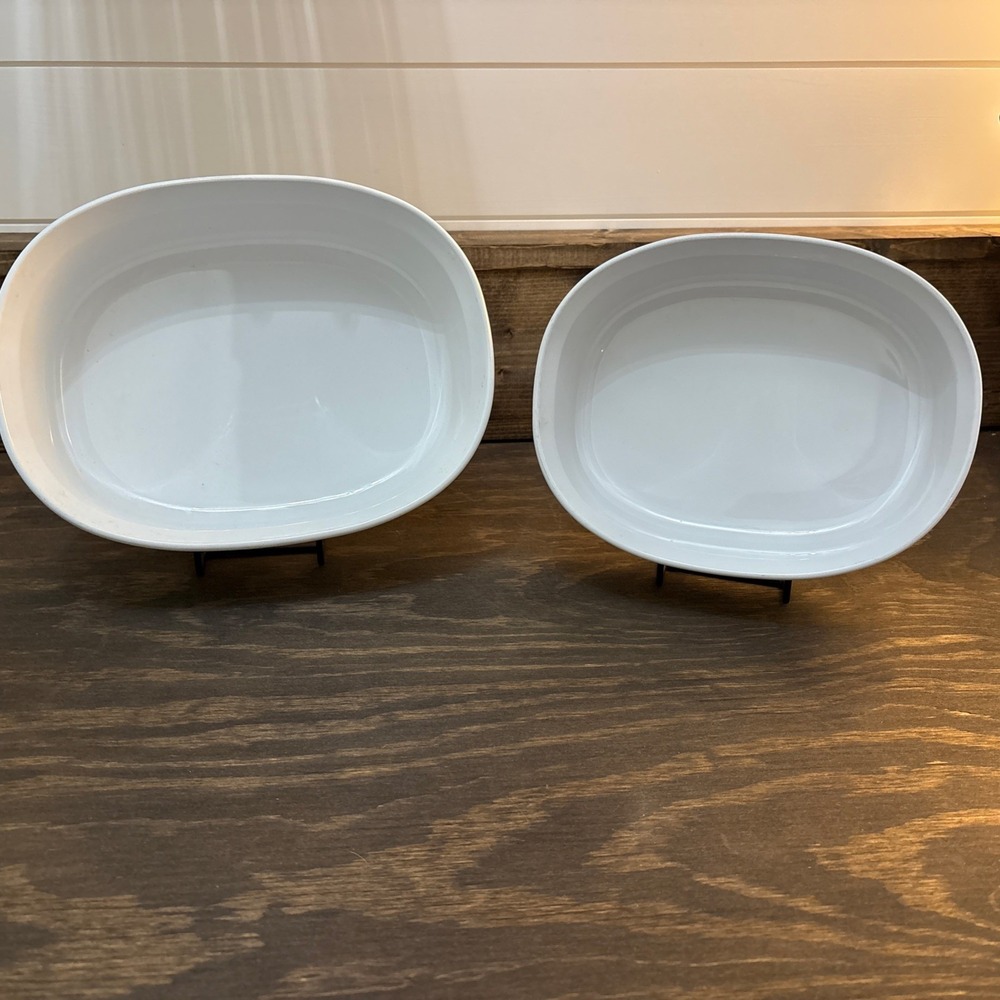 Corning Ware French White F-2-B 2.8 Lt & F-12-B 1.8 Lt Casserole Dishes No Lids